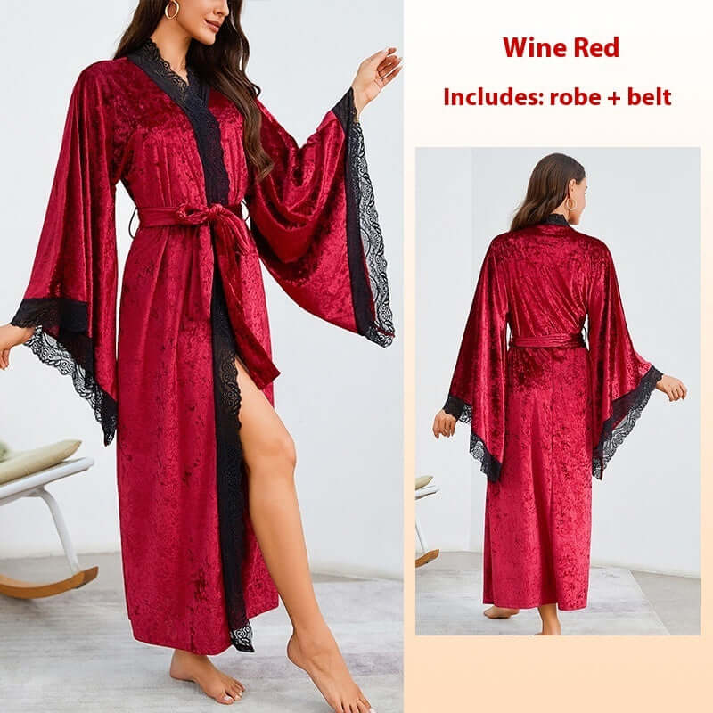 Flare Sleeve Tie-neck Plus Size Homewear 