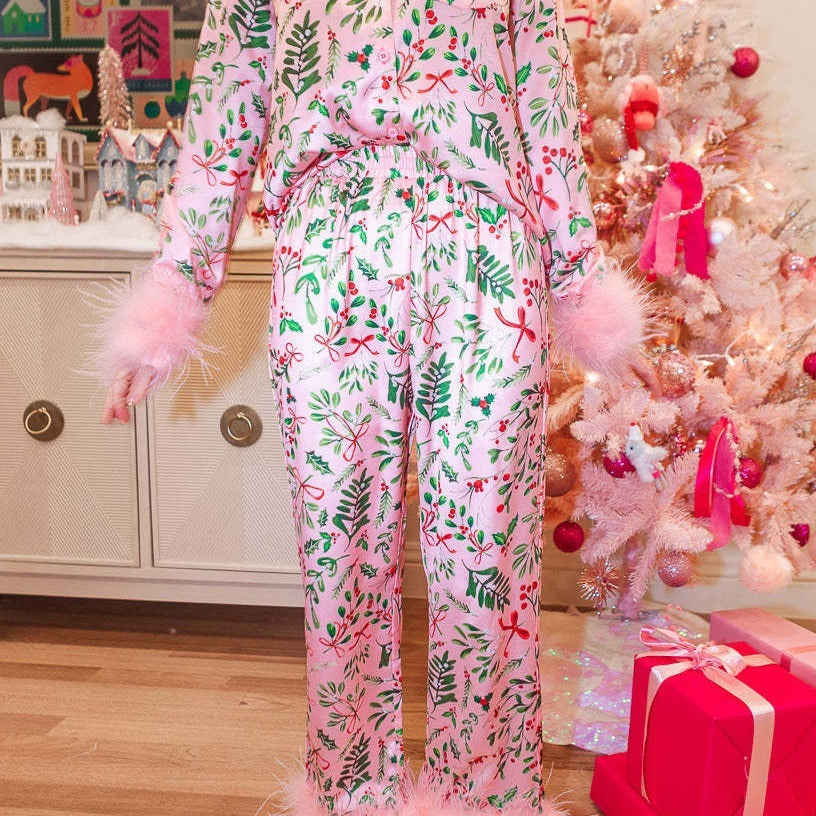 pink parent-child homewear suit