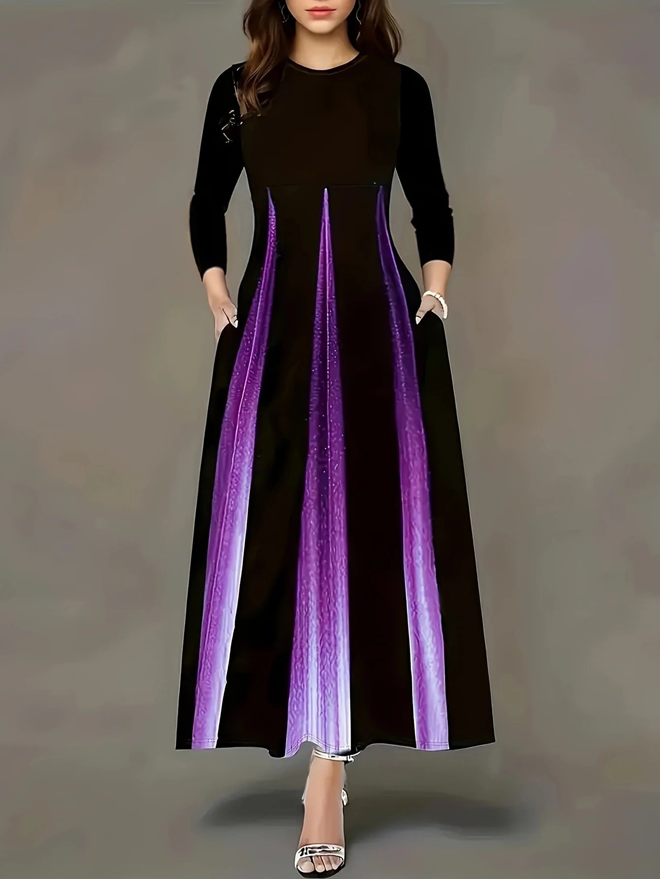 elegant printed gradient long dress