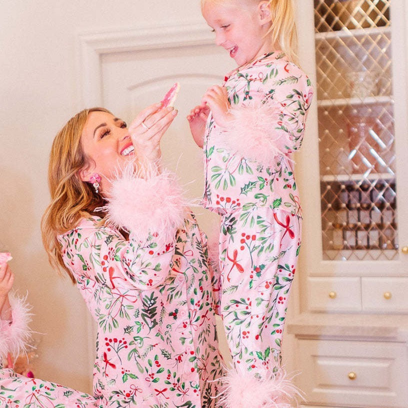 pink parent-child homewear suit