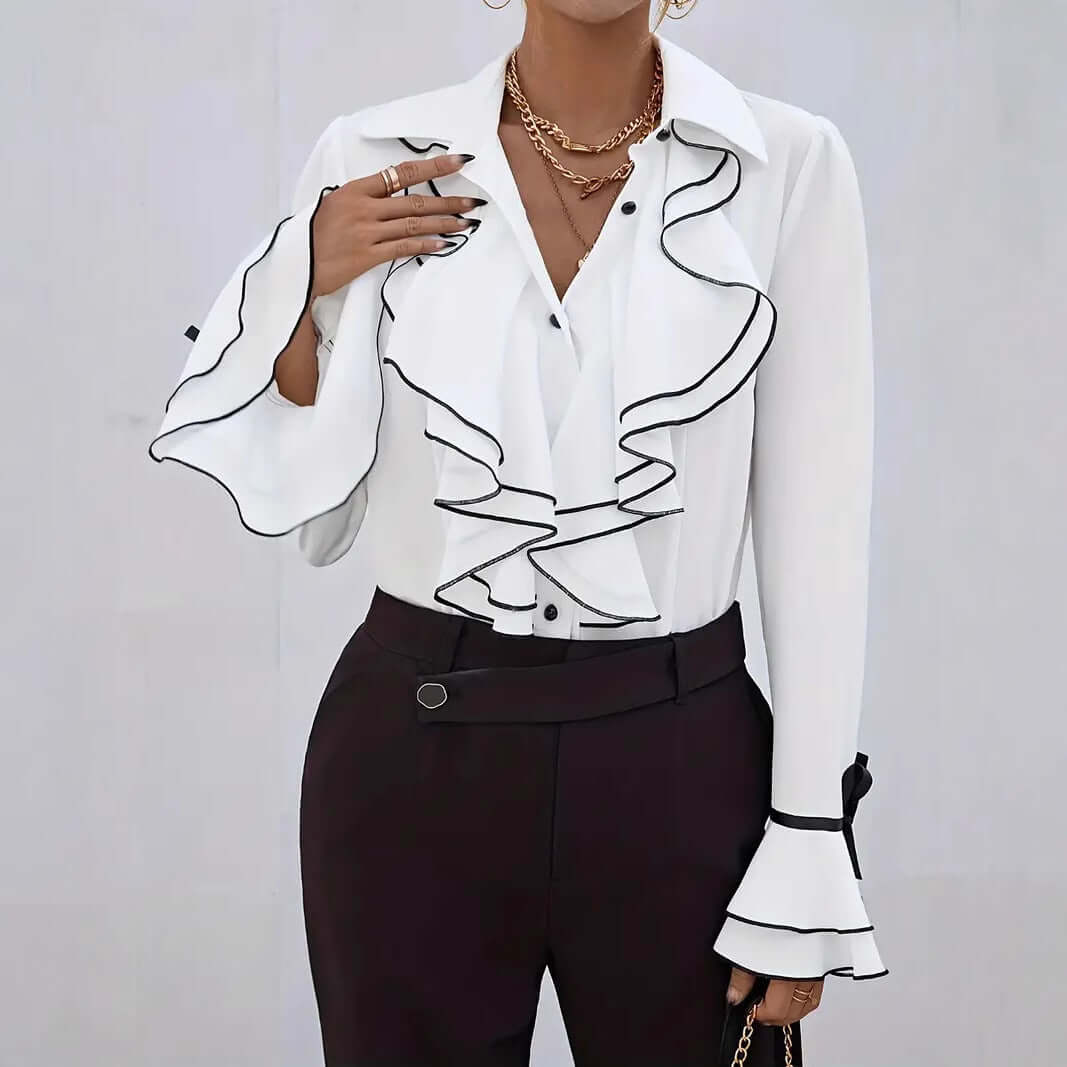 ruffled flared sleeve shirt