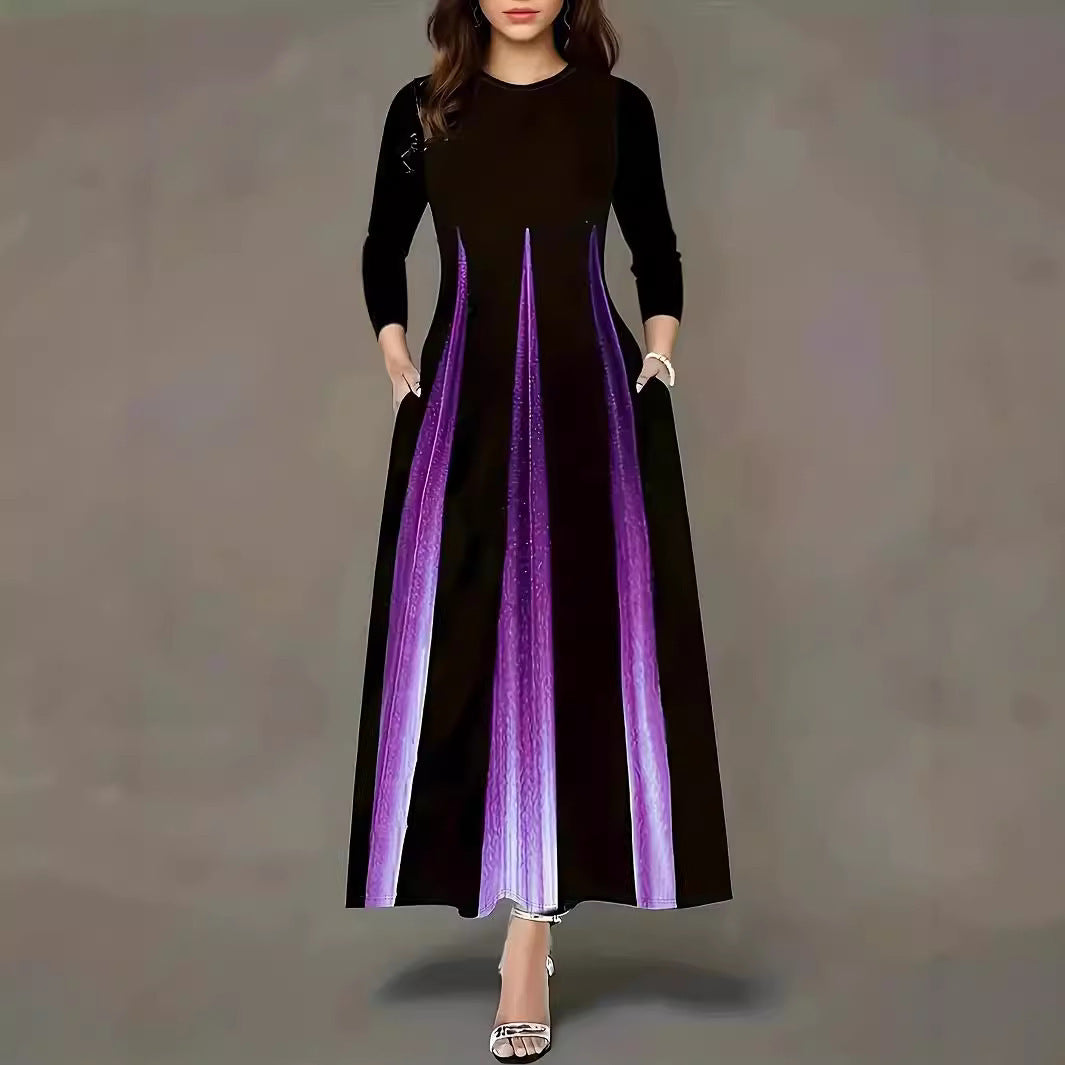 elegant printed gradient long dress