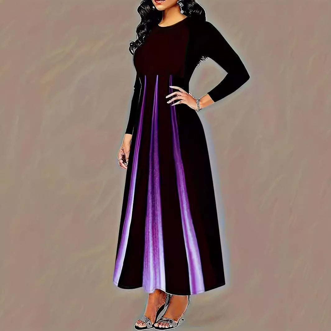 elegant printed gradient long dress