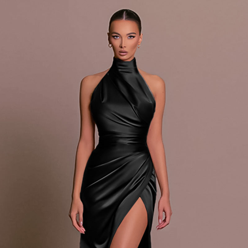 Elegant Stand-up Collar Long Dress 