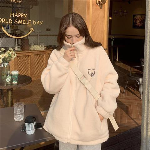 womens plush lamb wool coat
