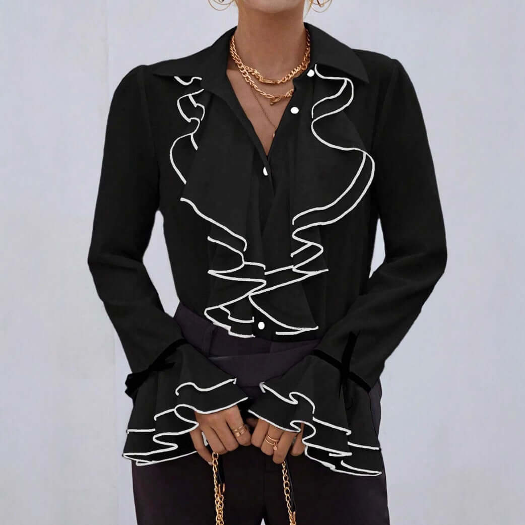 ruffled flared sleeve shirt