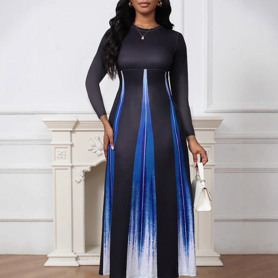 elegant printed gradient long dress
