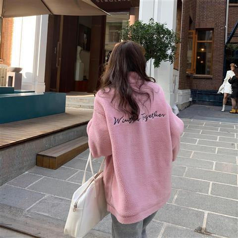 womens plush lamb wool coat