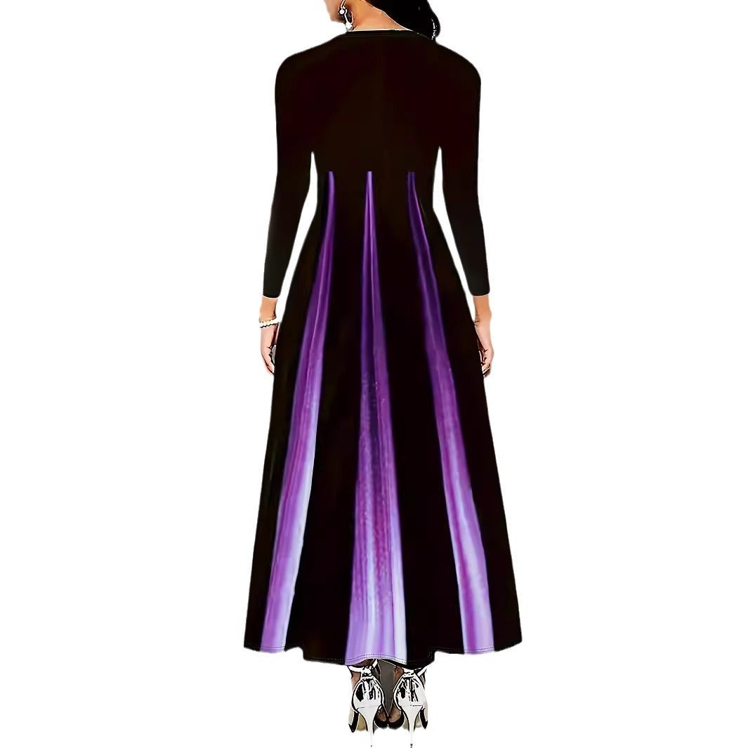 elegant printed gradient long dress