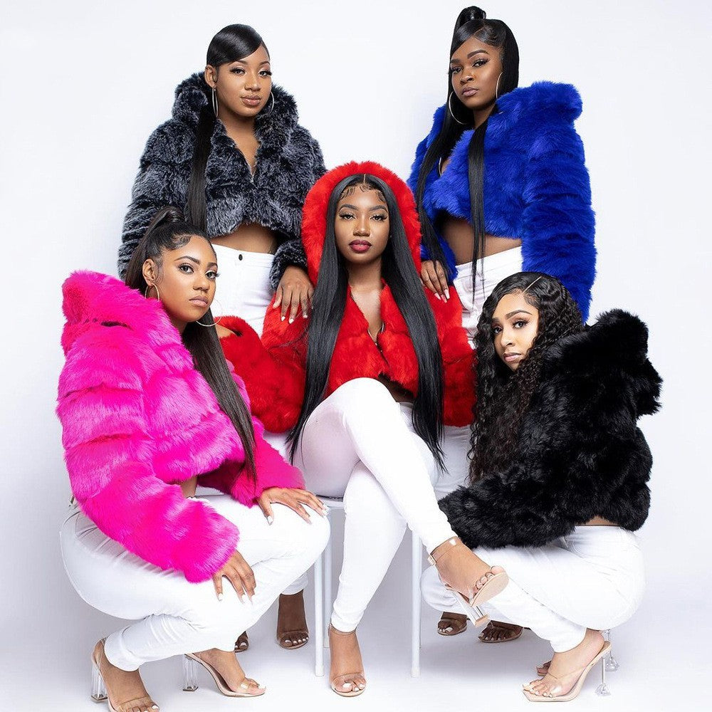 imitation fur fashion overcoat