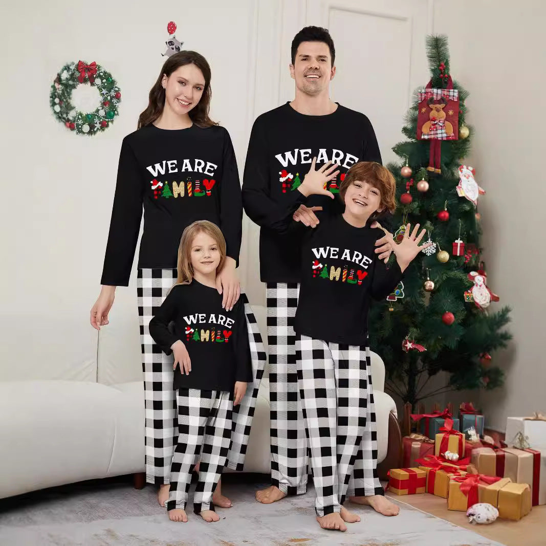 plaid letter printing home wear trousers