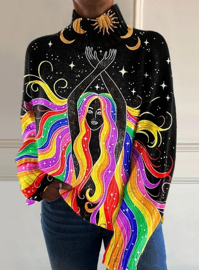 3D floral print pullover