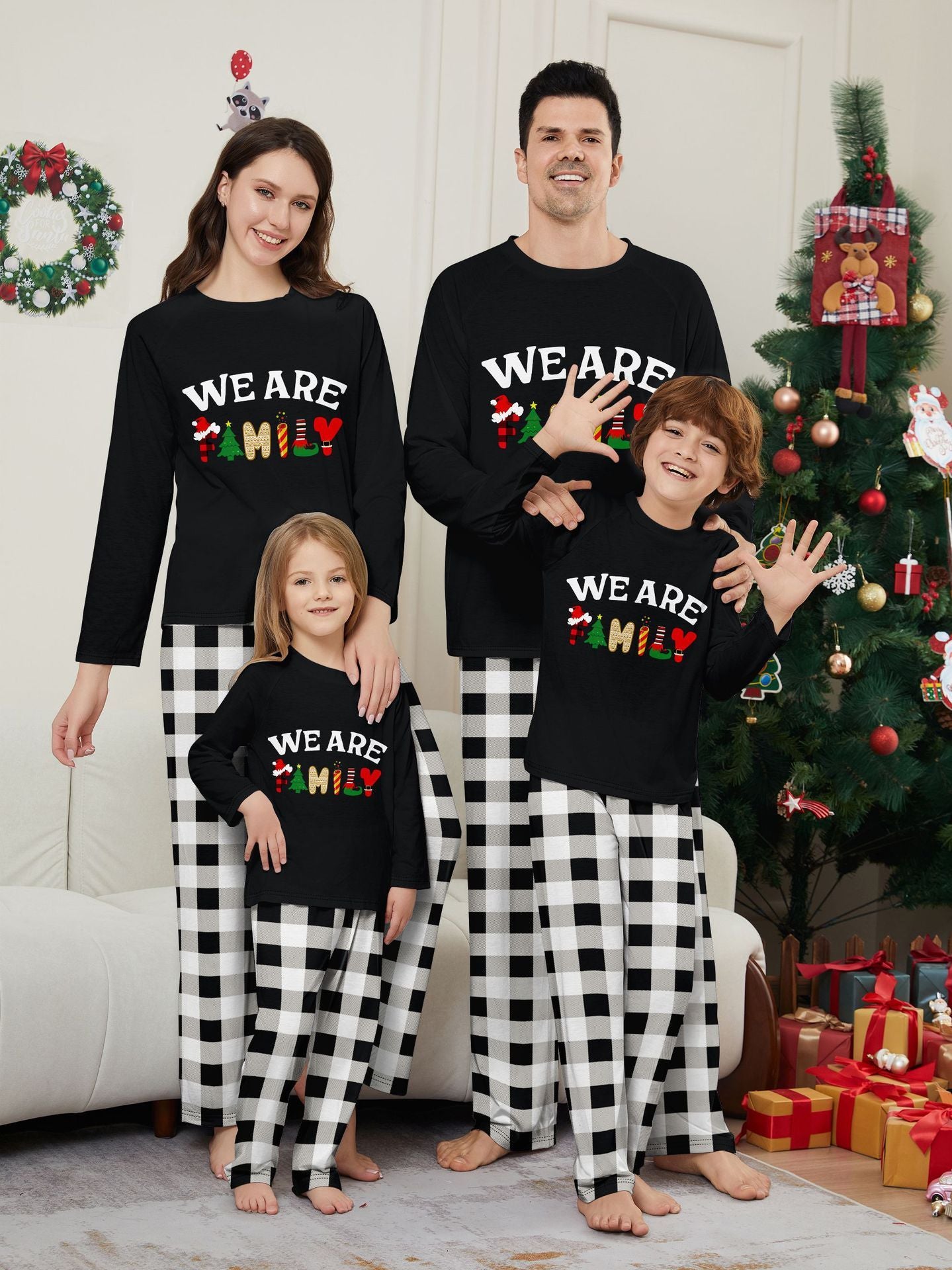 plaid letter printing home wear trousers