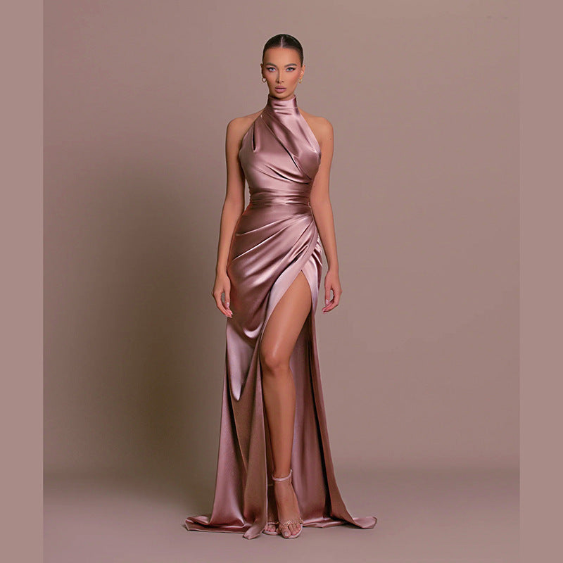 Elegant Stand-up Collar Long Dress 