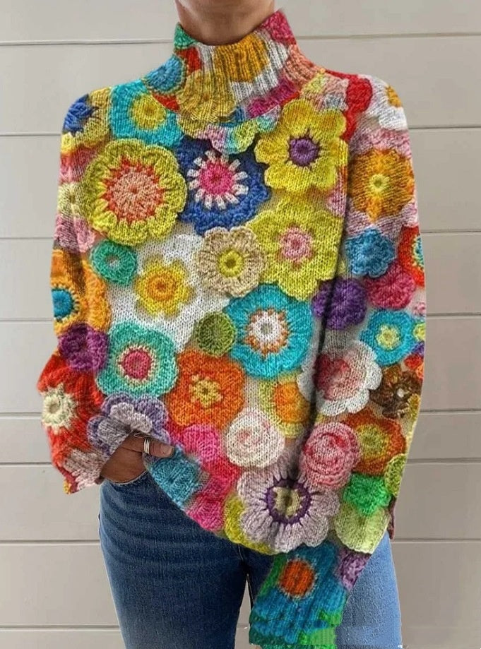 3D floral print pullover