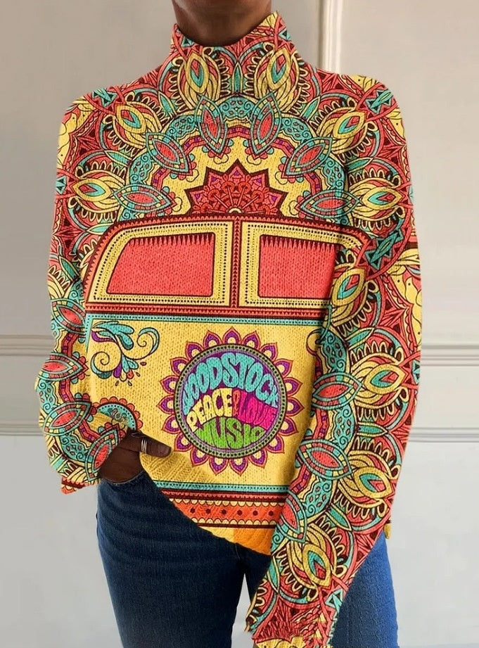 3D floral print pullover