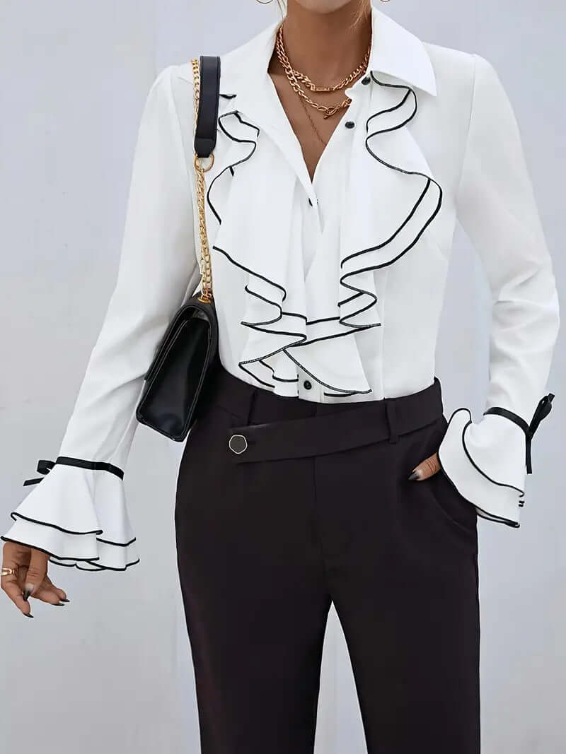 ruffled flared sleeve shirt